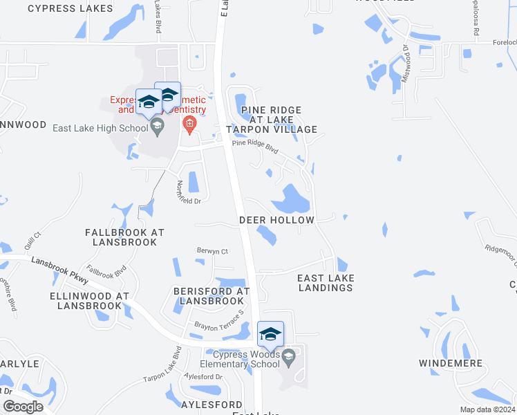 map of restaurants, bars, coffee shops, grocery stores, and more near 3114 Lake Pine Way in Tarpon Springs