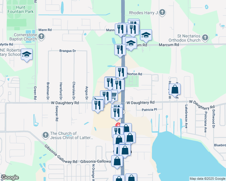 map of restaurants, bars, coffee shops, grocery stores, and more near 6220 US Highway 98 North in Lakeland