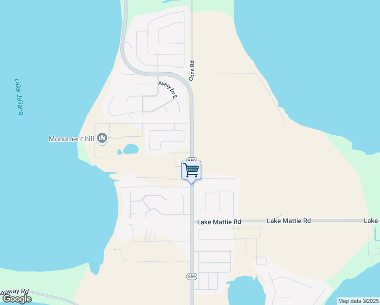 map of restaurants, bars, coffee shops, grocery stores, and more near 532-540 State Road 559 in Auburndale