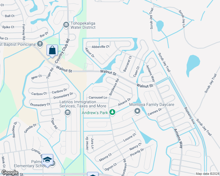map of restaurants, bars, coffee shops, grocery stores, and more near 832 Albi Court in Kissimmee
