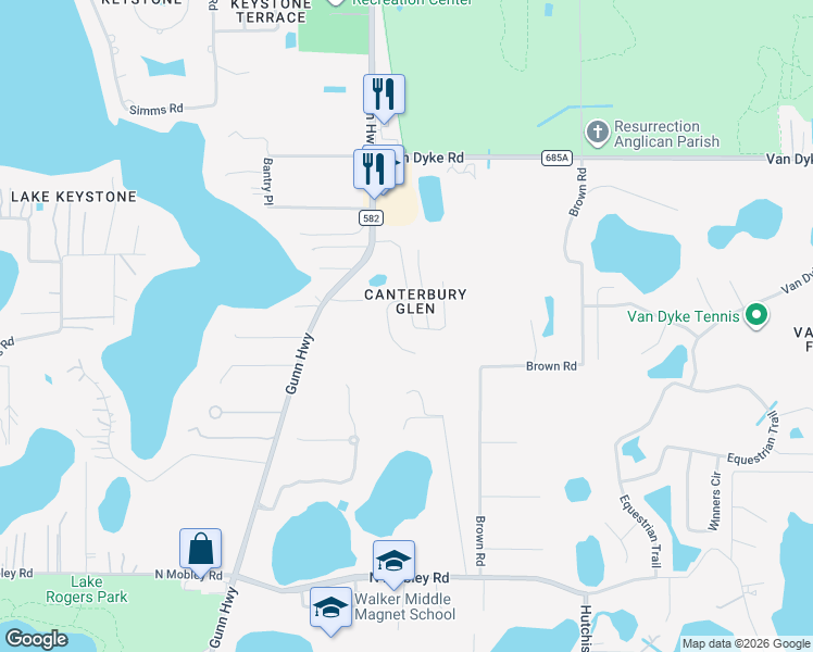 map of restaurants, bars, coffee shops, grocery stores, and more near 17434 Isbell Lane in Odessa
