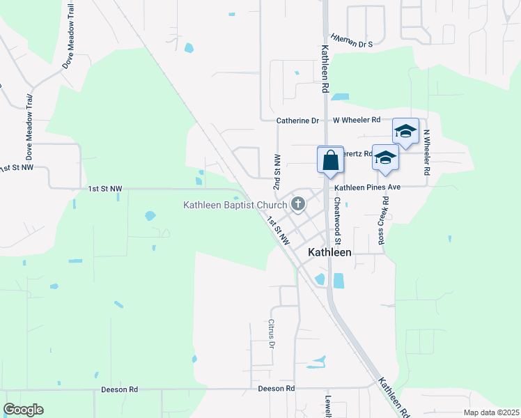 map of restaurants, bars, coffee shops, grocery stores, and more near 4003 1st Street Northwest in Lakeland