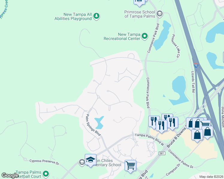 map of restaurants, bars, coffee shops, grocery stores, and more near 17213 Broadoak Drive in Tampa