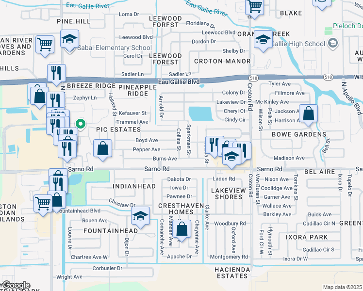 map of restaurants, bars, coffee shops, grocery stores, and more near 1021 Collins St in Melbourne