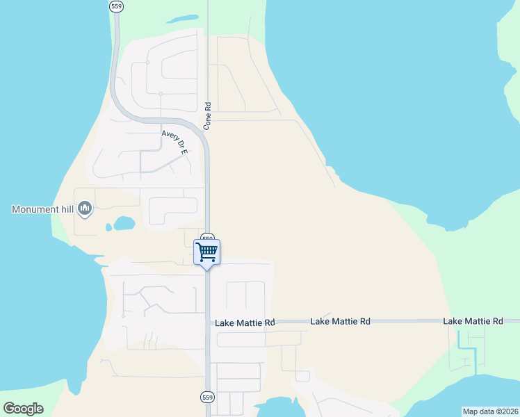 map of restaurants, bars, coffee shops, grocery stores, and more near 558 Florida 559 in Auburndale