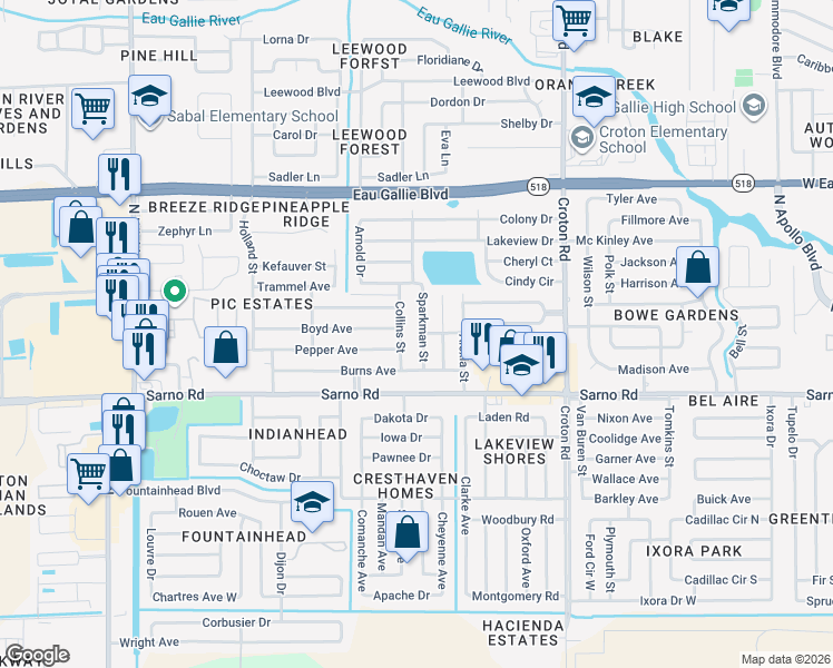 map of restaurants, bars, coffee shops, grocery stores, and more near 1021 Collins Street in Melbourne