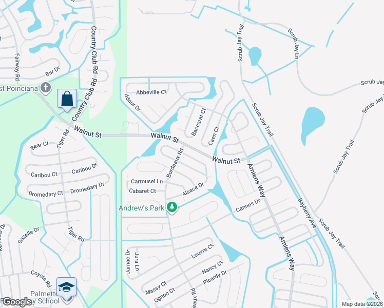map of restaurants, bars, coffee shops, grocery stores, and more near 909 Alsace Drive in Kissimmee