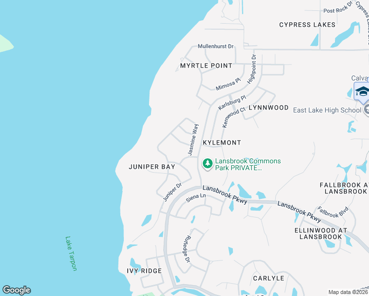 map of restaurants, bars, coffee shops, grocery stores, and more near 3716 Janus Way in Palm Harbor