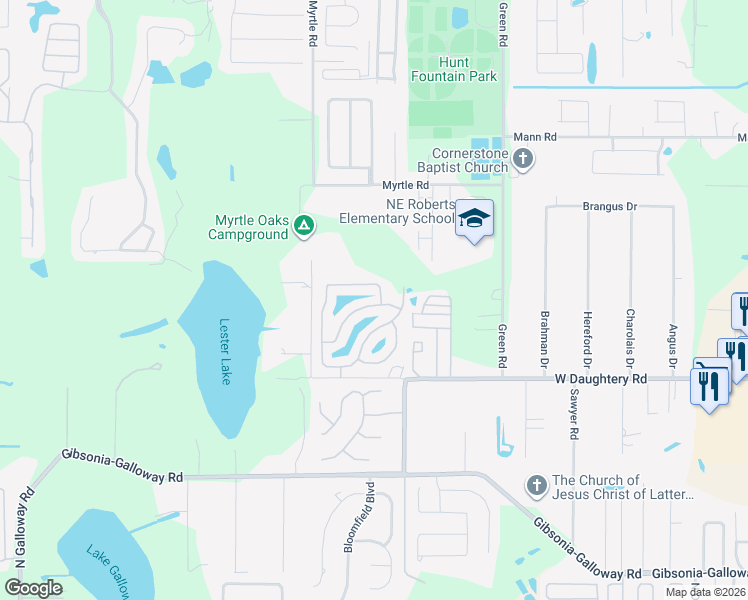 map of restaurants, bars, coffee shops, grocery stores, and more near 2146 Silver Re Drive in Lakeland