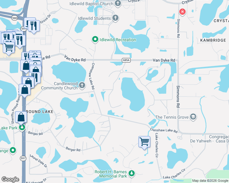 map of restaurants, bars, coffee shops, grocery stores, and more near 17331 Ladera Estates Boulevard in Lutz