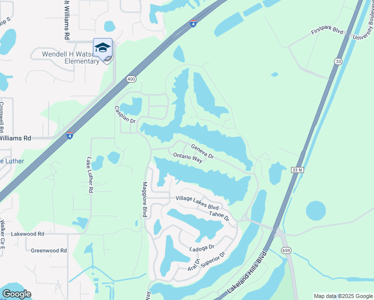 map of restaurants, bars, coffee shops, grocery stores, and more near 6015 Champlain Pass in Lakeland