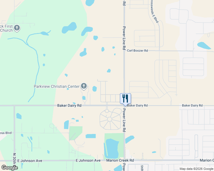map of restaurants, bars, coffee shops, grocery stores, and more near 2400 Powerline Road in Haines City