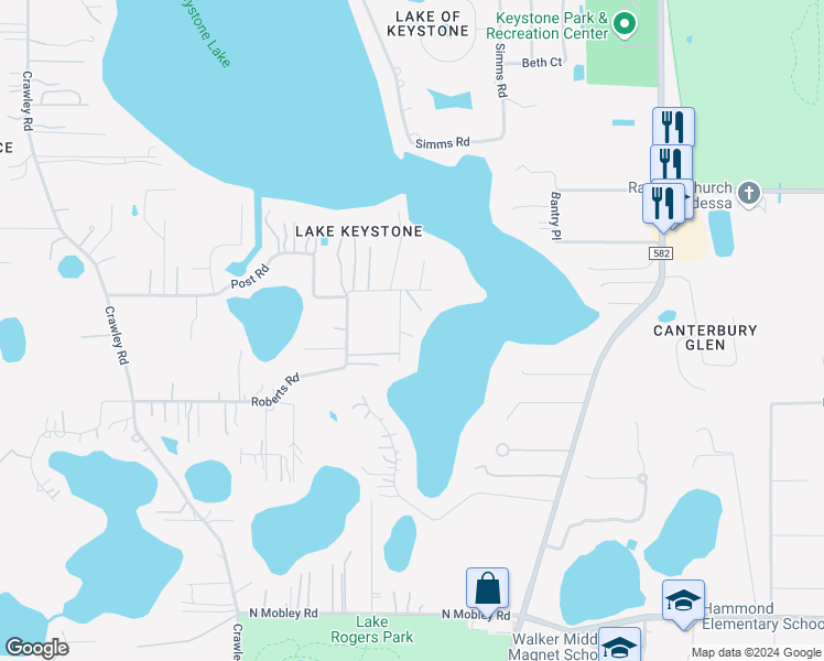 map of restaurants, bars, coffee shops, grocery stores, and more near 17307 Solie Road in Odessa