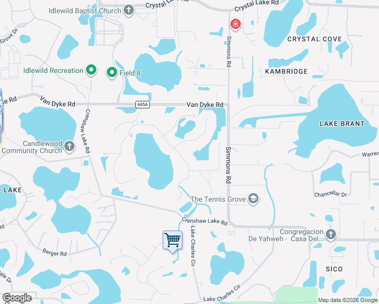 map of restaurants, bars, coffee shops, grocery stores, and more near 1213 Merry Water Drive in Lutz