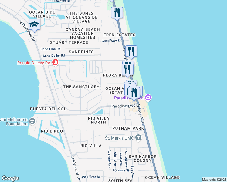 map of restaurants, bars, coffee shops, grocery stores, and more near 273 Provincial Drive in Melbourne