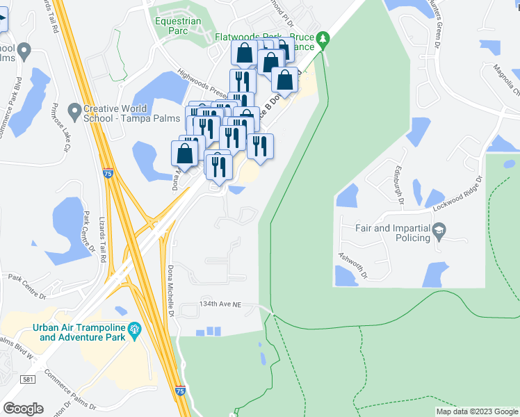 map of restaurants, bars, coffee shops, grocery stores, and more near 8662 Hunters Key Circle in Tampa