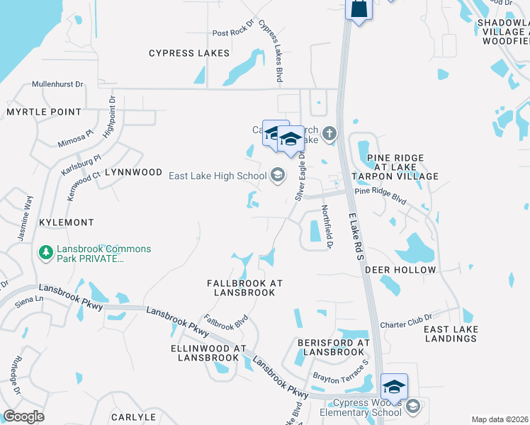 map of restaurants, bars, coffee shops, grocery stores, and more near 2919 Northfield Drive in Tarpon Springs