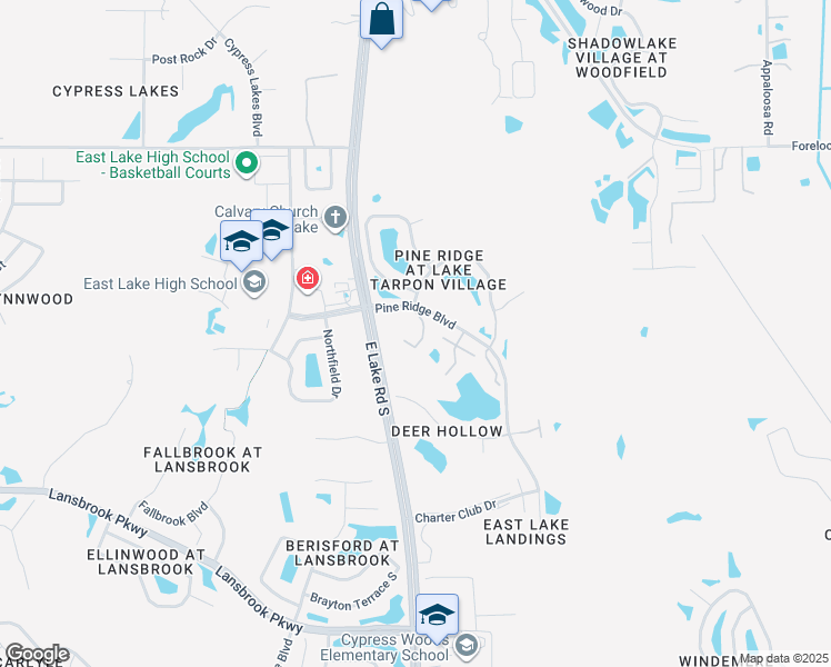 map of restaurants, bars, coffee shops, grocery stores, and more near 1354 Shady Pine Way in Tarpon Springs