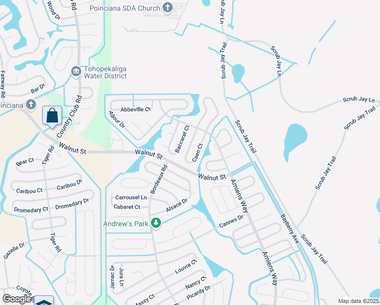 map of restaurants, bars, coffee shops, grocery stores, and more near 312 Caen Court in Kissimmee