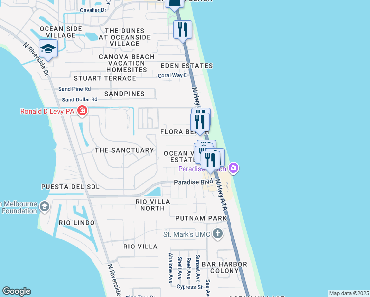 map of restaurants, bars, coffee shops, grocery stores, and more near 253 Provincial Drive in Melbourne