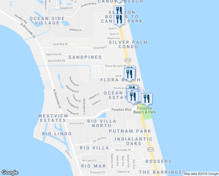 map of restaurants, bars, coffee shops, grocery stores, and more near 345 Provincial Drive in Melbourne