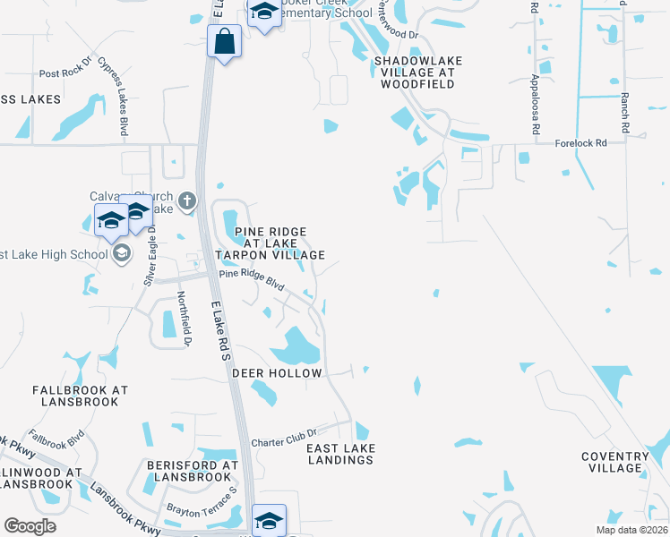 map of restaurants, bars, coffee shops, grocery stores, and more near 1372 Pine Ridge Circle East in Tarpon Springs