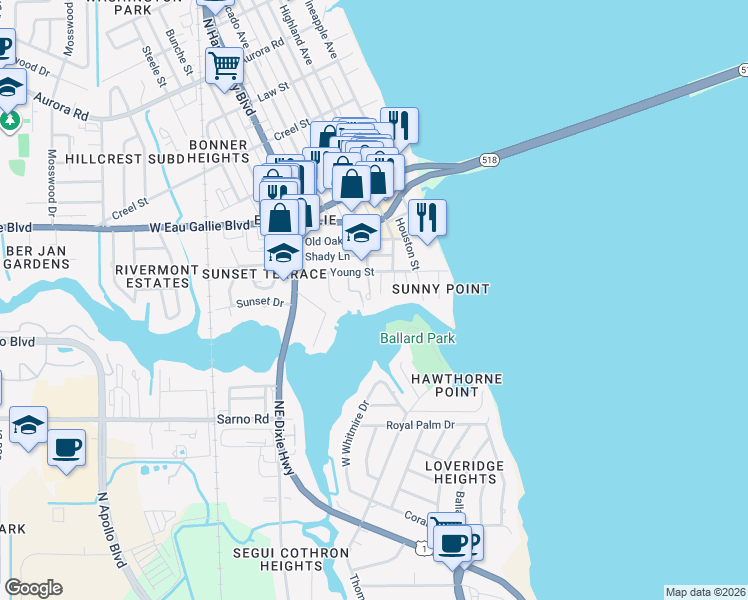 map of restaurants, bars, coffee shops, grocery stores, and more near 541 Young Street in Melbourne