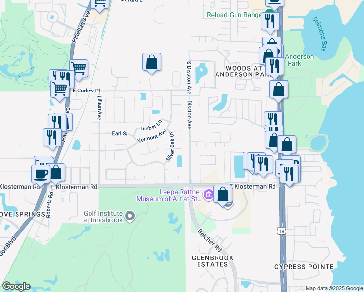 map of restaurants, bars, coffee shops, grocery stores, and more near 506 Village Oak Drive in Tarpon Springs
