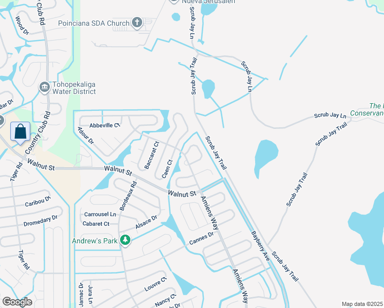 map of restaurants, bars, coffee shops, grocery stores, and more near 1001 Dampierre Court in Kissimmee