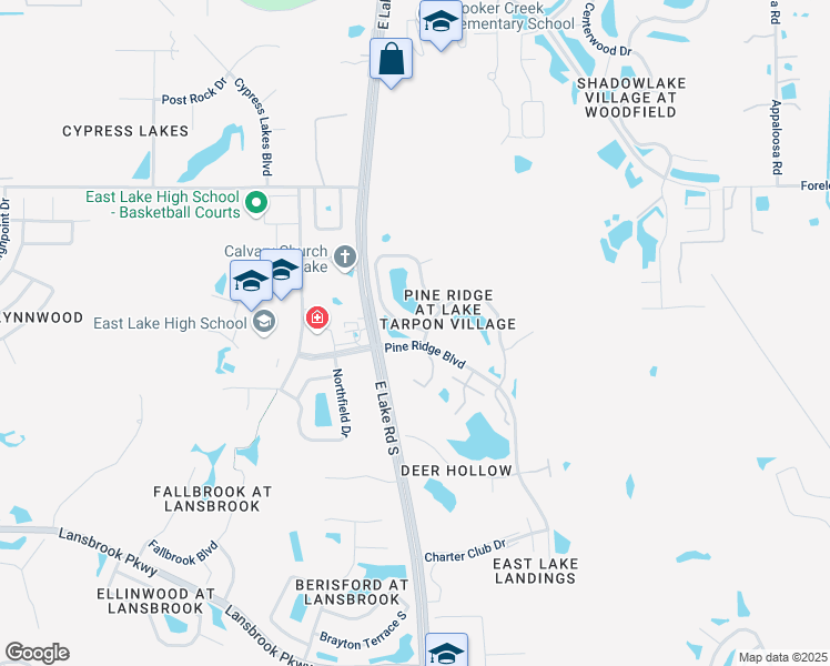 map of restaurants, bars, coffee shops, grocery stores, and more near 1100 Pine Ridge Circle West in Tarpon Springs