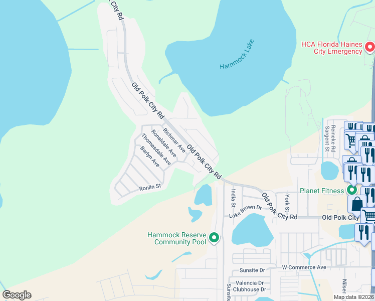 map of restaurants, bars, coffee shops, grocery stores, and more near 102 Richmar Avenue in Haines City