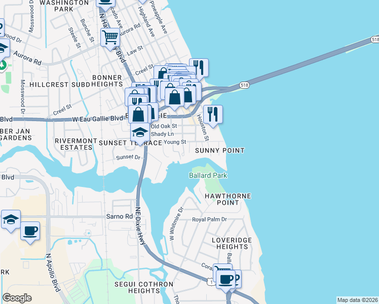 map of restaurants, bars, coffee shops, grocery stores, and more near 541 Young Street in Melbourne