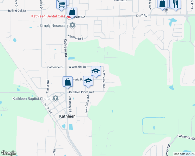 map of restaurants, bars, coffee shops, grocery stores, and more near 3515 Sherertz Road in Lakeland