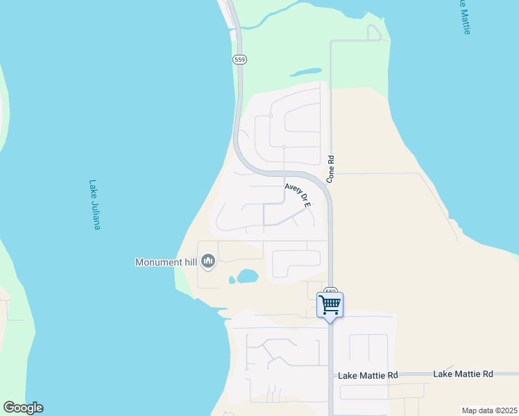 map of restaurants, bars, coffee shops, grocery stores, and more near 207 Kingsley Boulevard in Auburndale