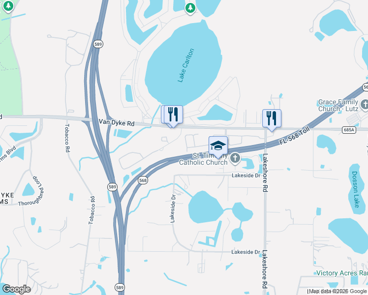 map of restaurants, bars, coffee shops, grocery stores, and more near 6014 Grand Sonata Avenue in Lutz