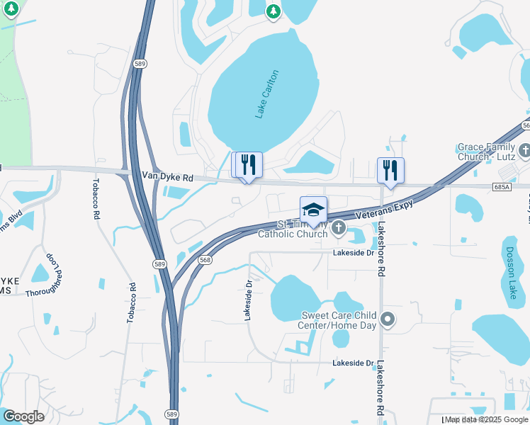 map of restaurants, bars, coffee shops, grocery stores, and more near 6014 Grand Sonata Avenue in Lutz
