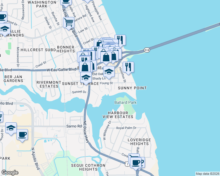 map of restaurants, bars, coffee shops, grocery stores, and more near 541 Young Street in Melbourne