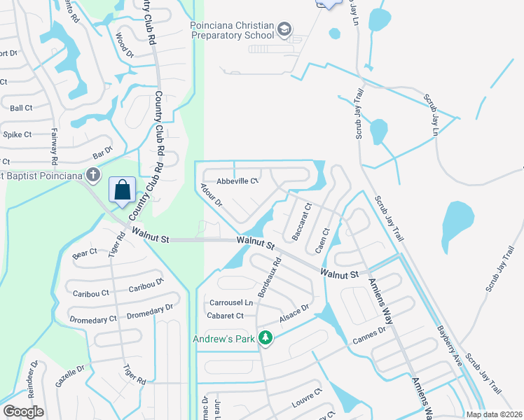 map of restaurants, bars, coffee shops, grocery stores, and more near 909 Parasol Place in Kissimmee