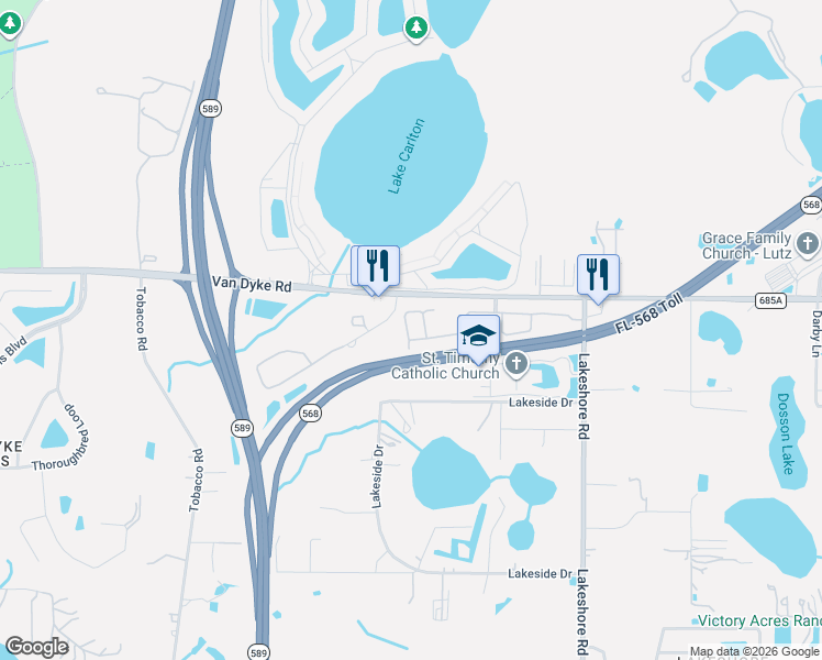 map of restaurants, bars, coffee shops, grocery stores, and more near 6014 Grand Sonata Avenue in Lutz