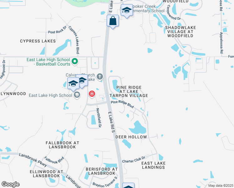 map of restaurants, bars, coffee shops, grocery stores, and more near 1100 Pine Ridge Circle West in Tarpon Springs