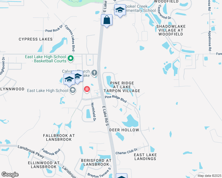 map of restaurants, bars, coffee shops, grocery stores, and more near 1109 Pine Ridge Circle West in Tarpon Springs