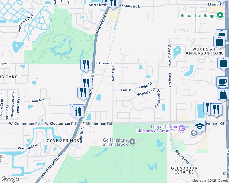 map of restaurants, bars, coffee shops, grocery stores, and more near 202 Earl Street in Tarpon Springs