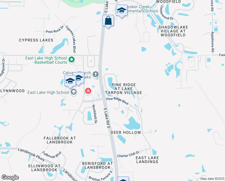 map of restaurants, bars, coffee shops, grocery stores, and more near 1100 Pine Ridge Circle West in Tarpon Springs