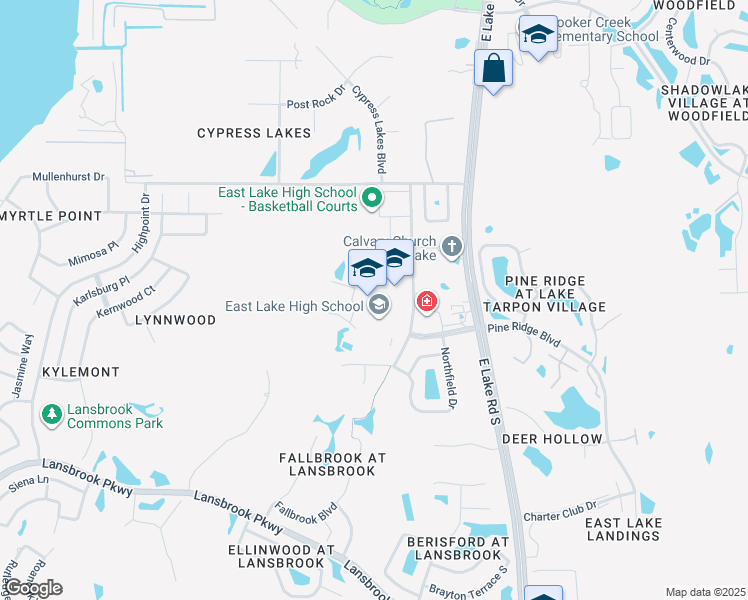 map of restaurants, bars, coffee shops, grocery stores, and more near 1300 Silver Eagle Drive in Tarpon Springs