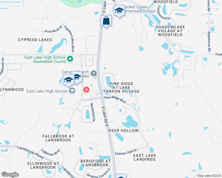 map of restaurants, bars, coffee shops, grocery stores, and more near 1100 Pine Ridge Circle West in Tarpon Springs