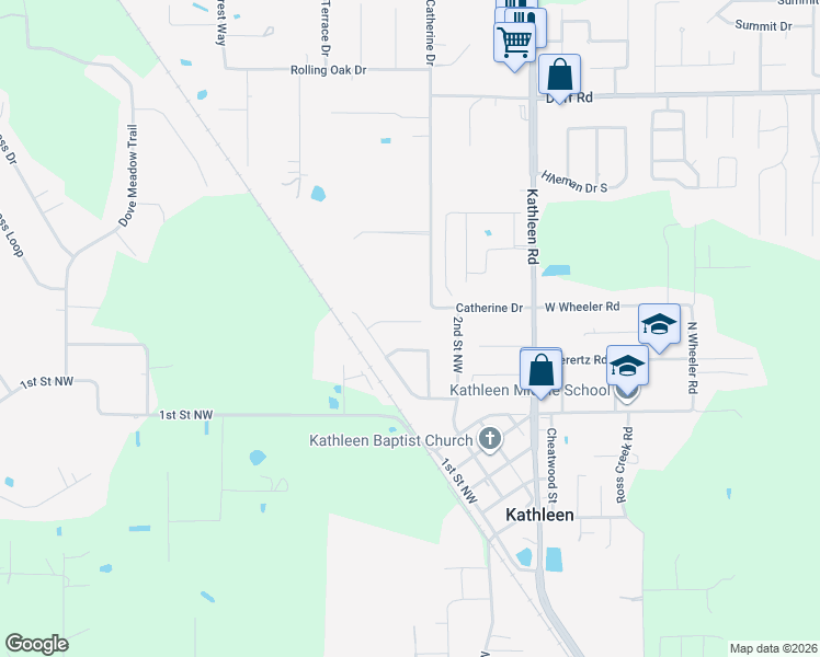 map of restaurants, bars, coffee shops, grocery stores, and more near 4120 Chowen Drive in Lakeland