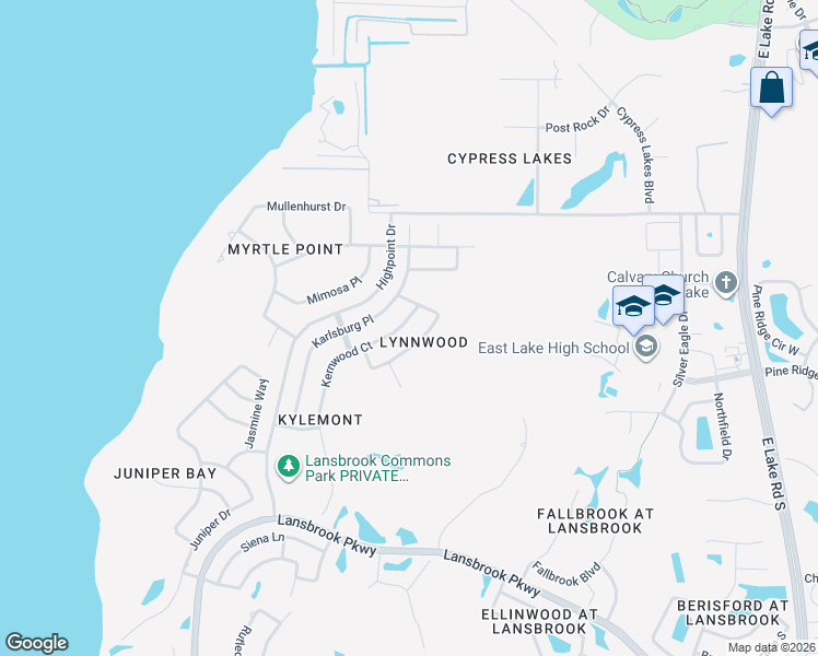 map of restaurants, bars, coffee shops, grocery stores, and more near 5295 Kernwood Court in Palm Harbor