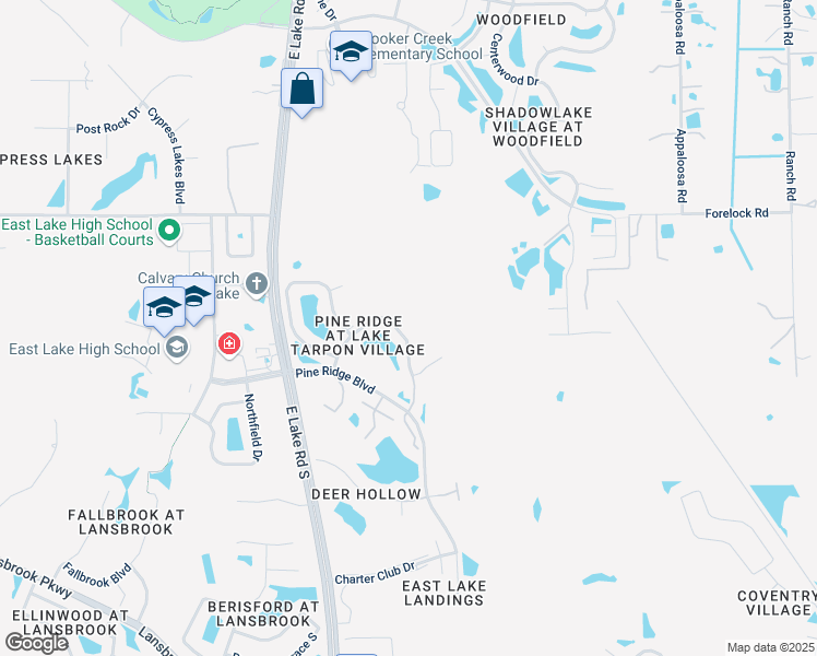 map of restaurants, bars, coffee shops, grocery stores, and more near 1326 Pine Ridge Circle East in Tarpon Springs
