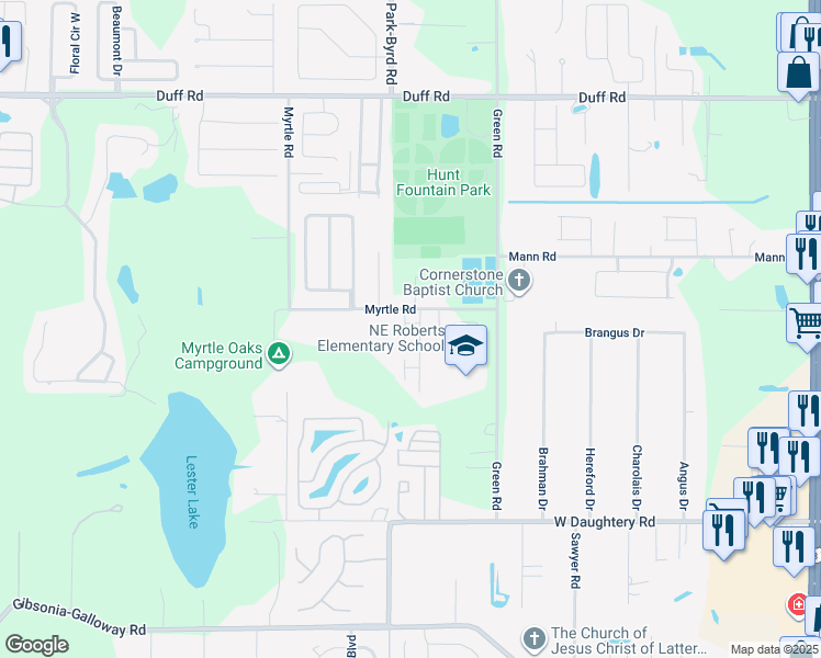 map of restaurants, bars, coffee shops, grocery stores, and more near 2008 Sweetfern Place in Lakeland