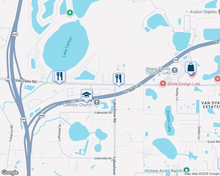 map of restaurants, bars, coffee shops, grocery stores, and more near 5631 Grand Sonata Avenue in Lutz